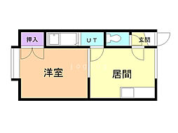 ハイツデノンB 1DKの間取図画像