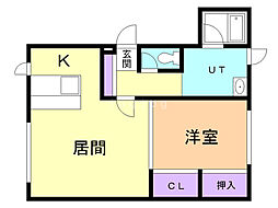 サテンドール63 1LDKの間取図画像