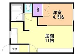 ハイツ山の手 1LDKの間取図画像