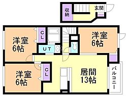 ウエストファイブヒルズ 3LDKの間取図画像