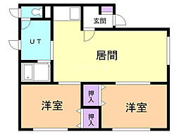 サン・チャイルドB 2LDKの間取図画像