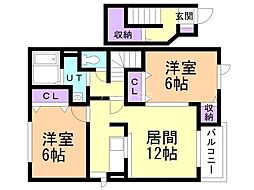 ウエストツーヒルズ 2LDKの間取図画像