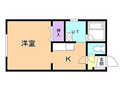 メープルハウス 1Kの間取図画像