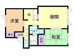 プレンティー2 2LDKの間取図画像