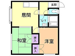 サンフロンテアタウンB 2DKの間取図画像