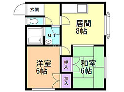 サンフロンテアタウンB 2DKの間取図画像