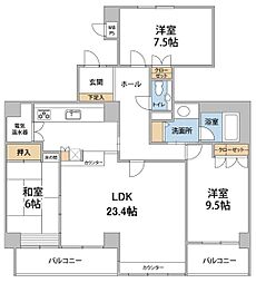 石引ヒルズEAST 3LDKの間取図画像