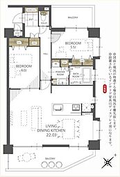 ダイアパレス御影橋 2LDKの間取図画像