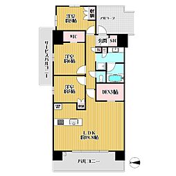 メイツブラン長岡京 3SLDKの間取り