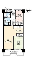 UR都市機構ポートアイランド団地55号棟 2LDKの間取図画像