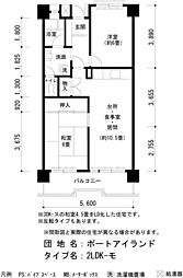 UR都市機構ポートアイランド団地55号棟 2LDKの間取図画像