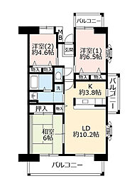 UR都市機構ルゼフィール井吹台1号棟 3LDKの間取図画像