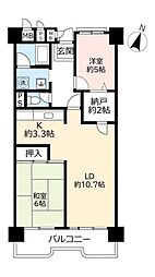 UR都市機構ポートアイランド団地55号棟 2LDKの間取図画像