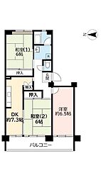 UR都市機構ポートアイランド団地61号棟 3DKの間取図画像
