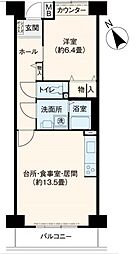 フレール新開地3丁目団地 1LDKの間取図画像