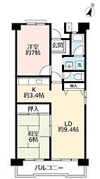 UR都市機構ポートアイランド団地57号棟 2LDKの間取図画像