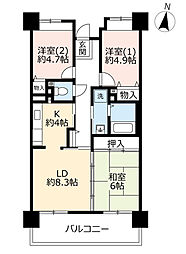UR都市機構ルゼフィール岩屋中町 3LDKの間取図画像
