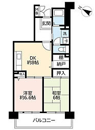 UR都市機構ルネシティ脇浜町3号棟 2DKの間取図画像