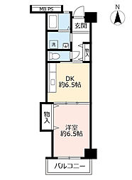 UR都市機構アクティ学園西町748号棟 1DKの間取図画像
