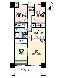 UR都市機構キャナルタウンウエスト4号棟 3LDKの間取図画像