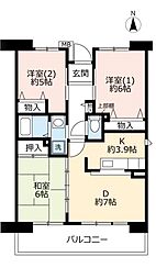 UR都市機構パークタウン西武庫14号棟 3DKの間取図画像
