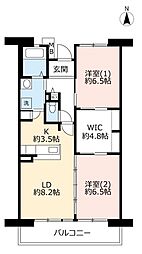 UR都市機構パークタウン西武庫20号棟 2LDKの間取図画像