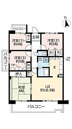 UR都市機構アルビス寺本2号棟 4LDKの間取図画像