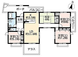 UR都市機構グリーンヒルズ東山台114号棟 4LDKの間取図画像