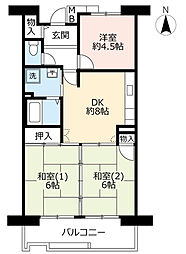 UR都市機構アルビス寺本5号棟 3DKの間取図画像