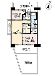 UR都市機構グリーンヒルズ仁川1号棟 2LDKの間取図画像