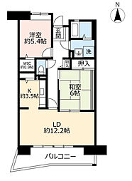 UR都市機構西宮マリナパークシティ丘のある街2番館 2LDKの間取図画像