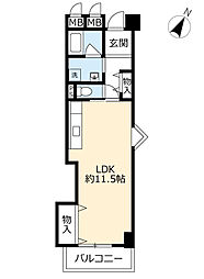 UR都市機構リバーサイドさぎす1号棟 1Kの間取図画像