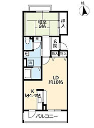 UR都市機構フレール宝塚御殿山8号棟 1LDKの間取図画像