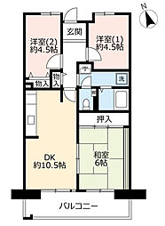 UR都市機構サンラフレ出来島9号棟 3DKの間取図画像