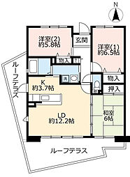 UR都市機構パークタウン西武庫20号棟 3LDKの間取図画像