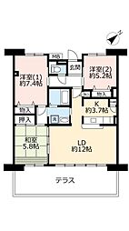 UR都市機構パークタウン西武庫8号棟 3LDKの間取図画像