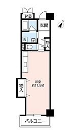 UR都市機構リバーサイドさぎす1号棟 1Kの間取図画像