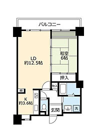 UR都市機構酉島リバーサイドヒルなぎさ街20号棟 1LDKの間取図画像