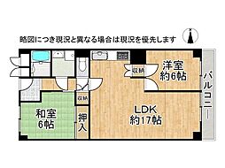 日商岩井京橋ハイツ 2LDKの間取図画像
