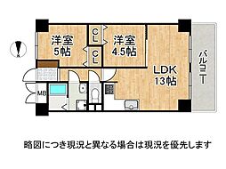 ハイマートニュー関目 2LDKの間取図画像