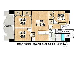 友渕コーポ 3LDKの間取図画像