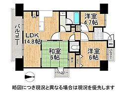 東急ドエルアルス鶴見緑地公園 3LDKの間取図画像