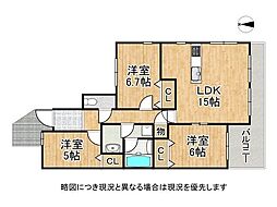 メロディーハイム古川橋 3LDKの間取図画像