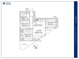 セザール富士見台 3LDKの間取図画像