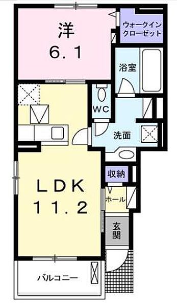 広島県福山市新涯町５丁目(賃貸アパート1LDK・1階・44.18㎡)の写真 その3