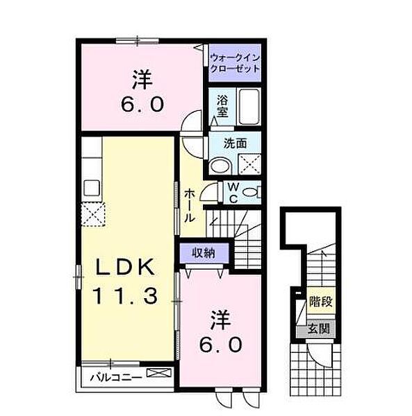 広島県福山市駅家町大字上山守(賃貸アパート2LDK・2階・57.26㎡)の写真 その3