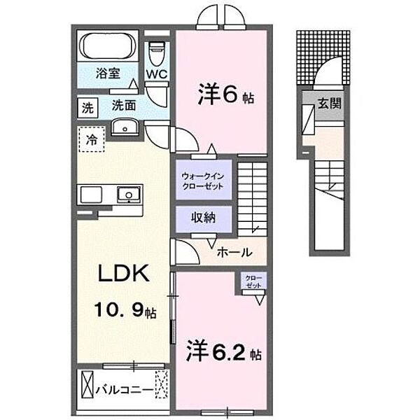 広島県福山市神辺町大字新湯野(賃貸アパート2LDK・2階・58.60㎡)の写真 その3