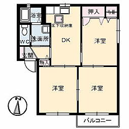 井原鉄道 湯野駅 徒歩19分の賃貸アパート 1階3DKの間取り