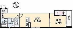 JR山陽本線 笠岡駅 徒歩5分の賃貸マンション 1階1LDKの間取り