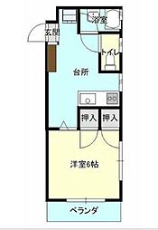 JR福塩線 備後本庄駅 徒歩9分の賃貸マンション 3階1Kの間取り